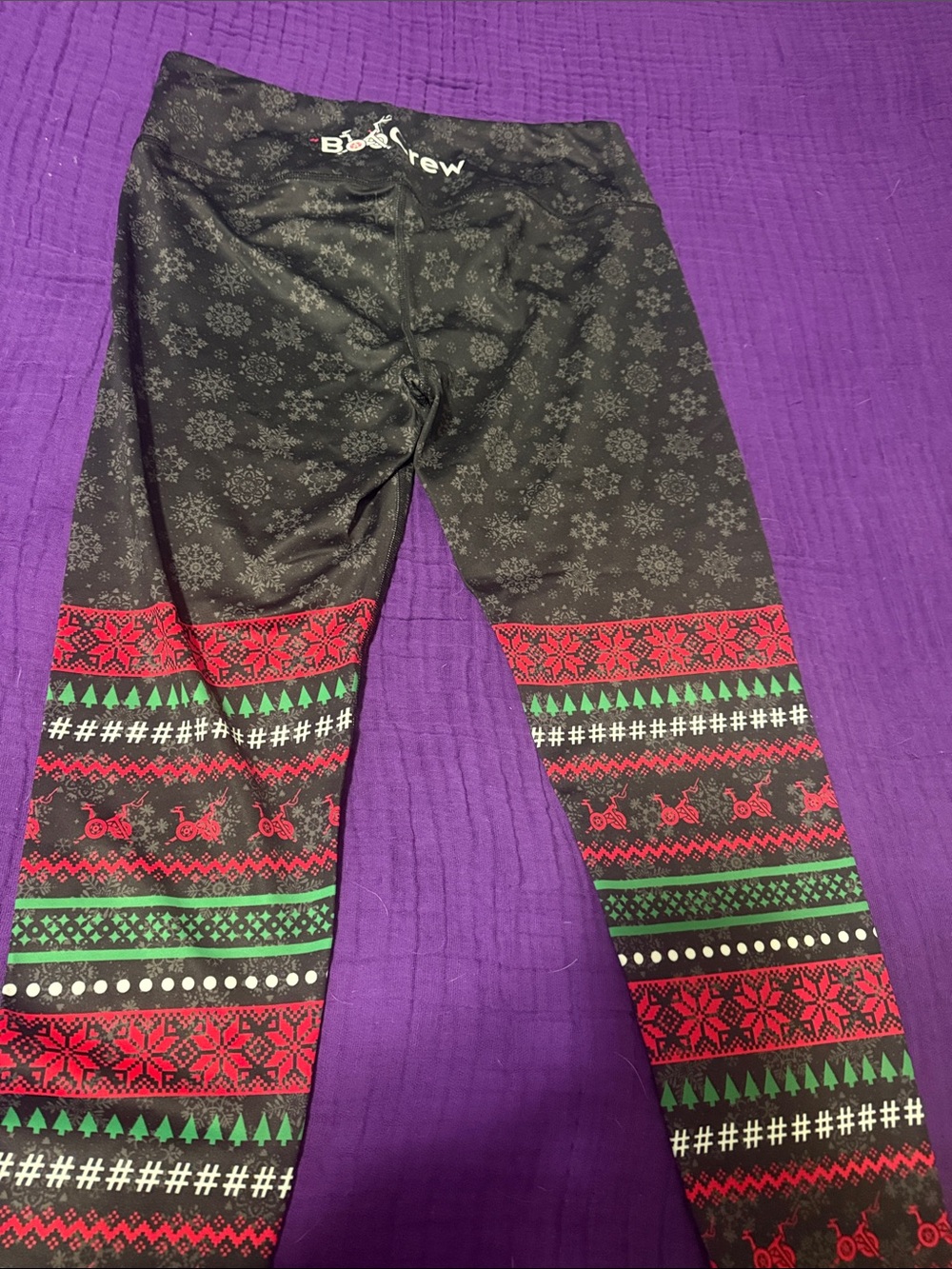 Black Holiday-Print Leggings with Red & Green Bands - J.Crew Style